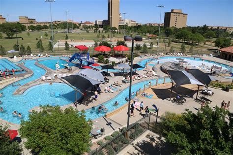 Texas tech rec center - The aquatic facilities at Texas Tech are open for the summer. A few amenities offered at the Rec Center include the leisure pool located adjacent to the aquatic center. The leisure pool offers a lazy river accompanied by a spa and wet deck. The aquatic center is a large pool with varying depths where lap swimming and water sports may …